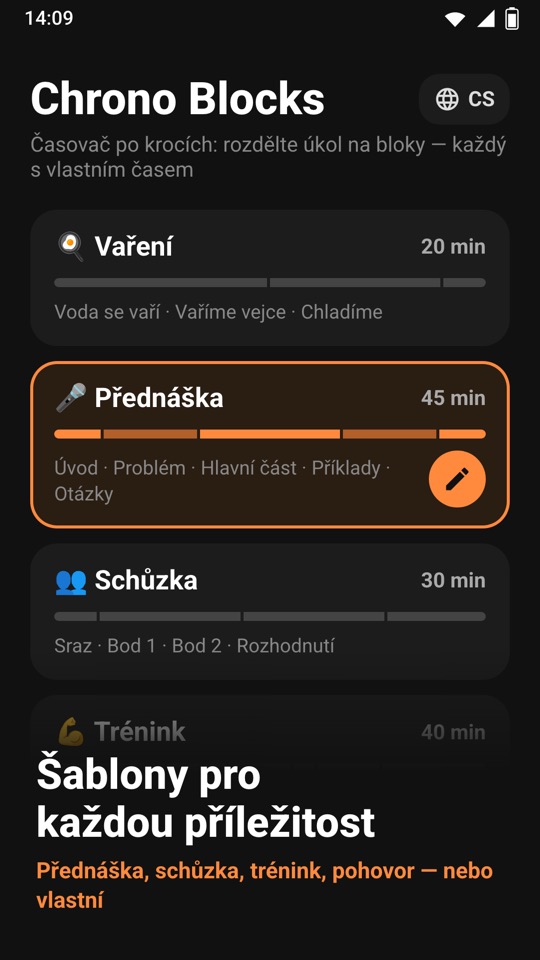 Chrono Blocks — Uvnitř aplikace 1