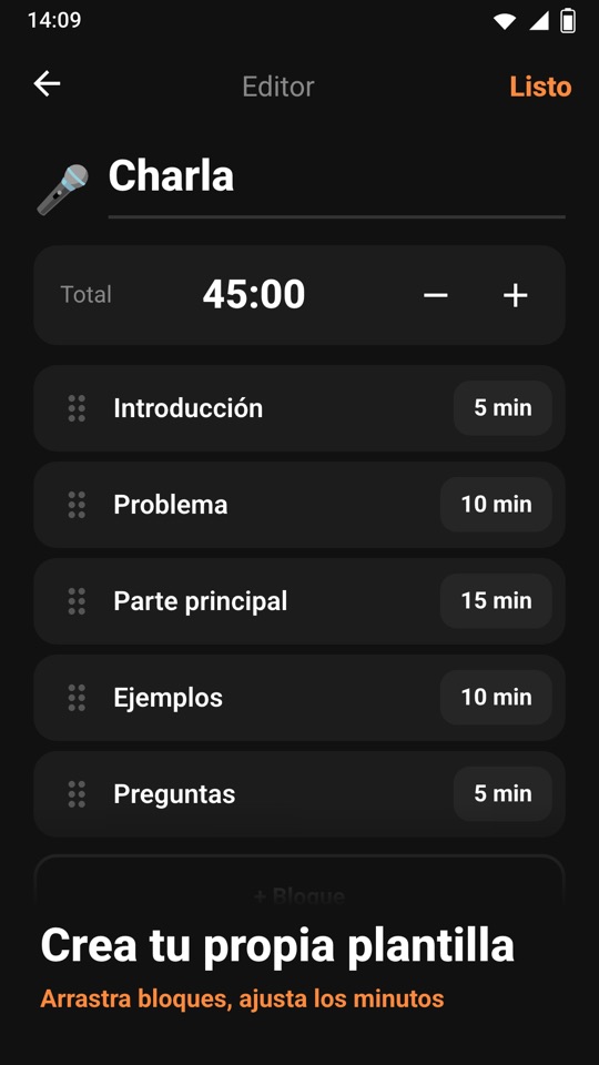 Chrono Blocks — Dentro de la app 4