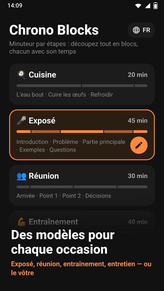 Chrono Blocks — Dans l’appli 1